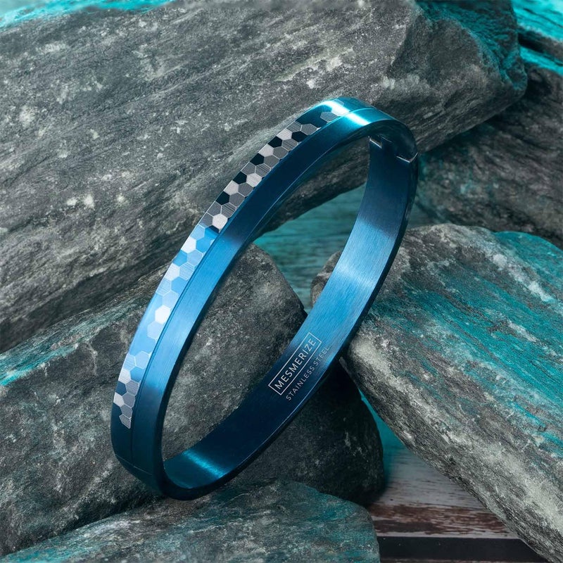 Mesmerize Stainless Steel Sirius Openable Oval Designer Kada Bracelets | Bracelet for Men and Boys |Designs| Waterproof, Anti-tarnish, Rust-free, Skin friendly | 8 mm Bracelets for Men | 6-Month Warranty - Image 2