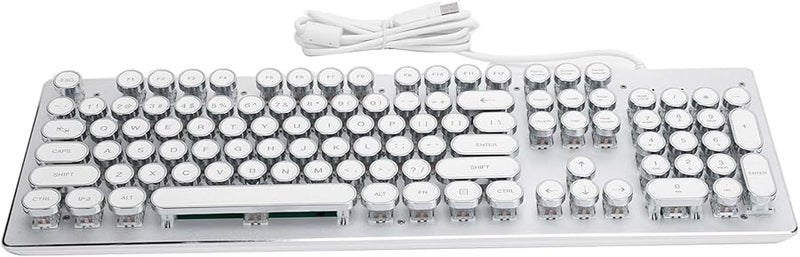 Acouto Wired Gaming Mechanical Keyboard With 104 Round Keys Mixed Light White - Image 1