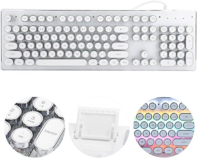 Acouto Wired Gaming Mechanical Keyboard With 104 Round Keys Mixed Light White - Image 5