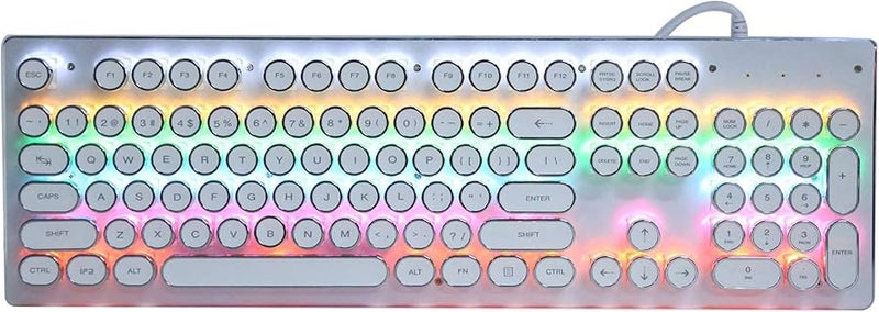 Acouto Wired Gaming Mechanical Keyboard With 104 Round Keys Mixed Light White - Image 3