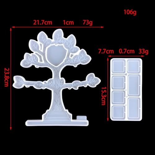 EnaMeena Photo Frame Silicone Resin Moulds Tree Shape Epoxy Resin Mould Picture Frame Mould Kit with Base & Hanging Photo Stand DIY Resin Casting Crafts for Home Decor Desk Wall Office Decoration - Image 2