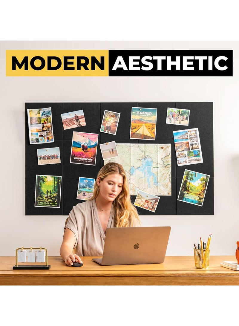 Oasisgalore 15 Pack Large Black Felt Bulletin Board 150x90cm - Self-Adhesive Wall Panels for Office & Home - Image 5