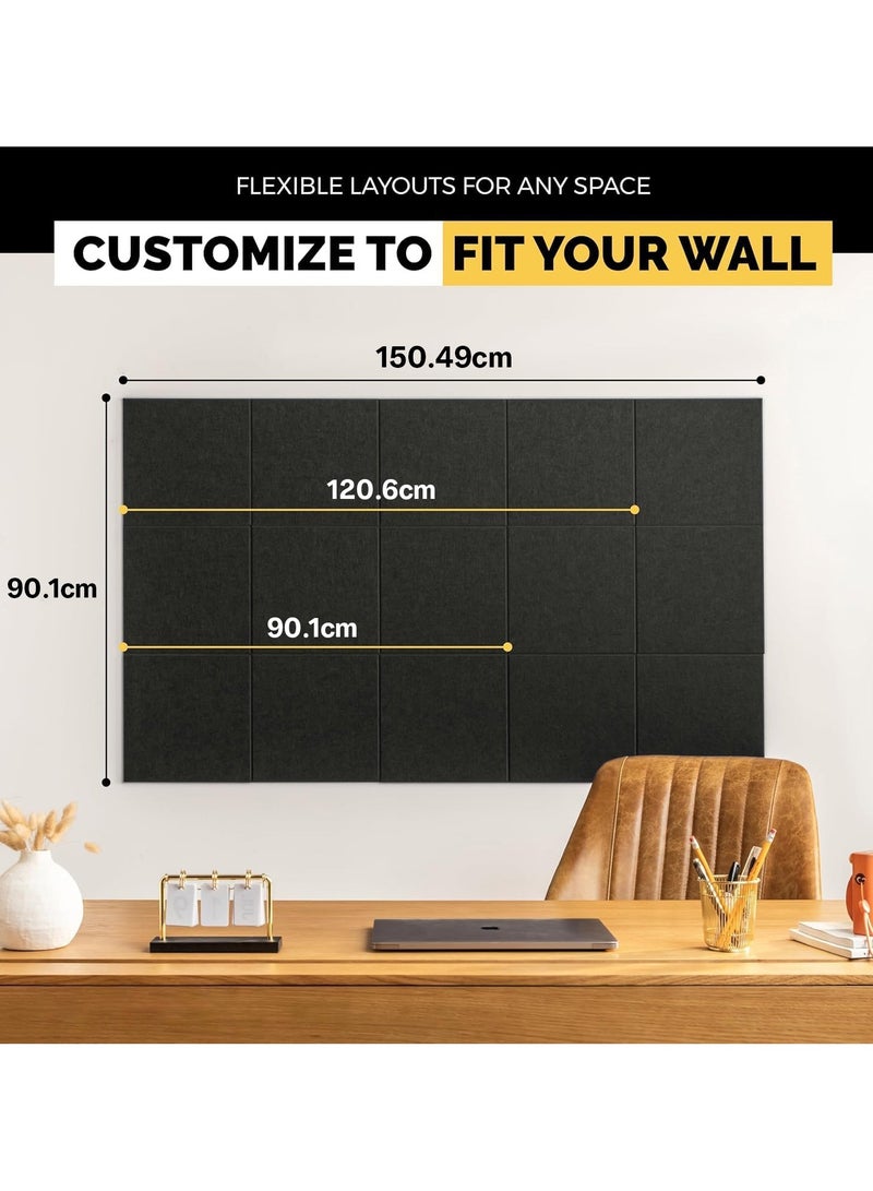 Oasisgalore 15 Pack Large Black Felt Bulletin Board 150x90cm - Self-Adhesive Wall Panels for Office & Home - Image 3