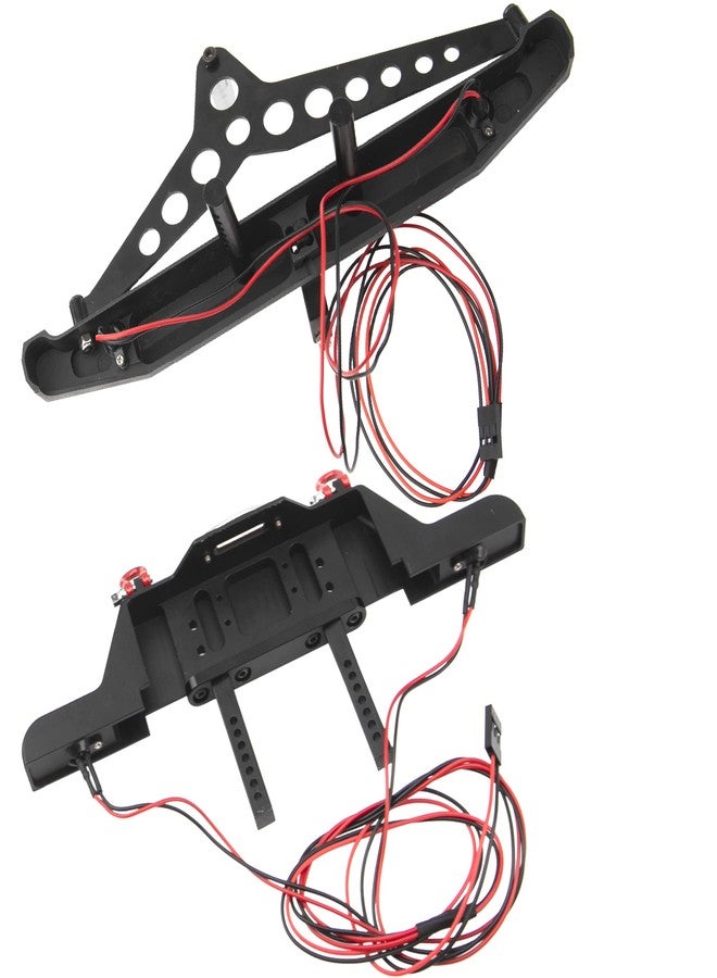 Vgoohobby RC Front Bumper & Rear Bumper with LED Lights Headlights Tow Hook Spare Tire Carrier Compatible with Axial SCX10 Traxxas TRX4 90046 90047 SCX10-iii AX10300 1/10 RC Crawler Car - Image 4