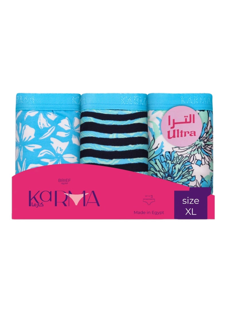 Karma Pack of 3 Padded Cotton Brief Panties Underwear for Women  - Image 2