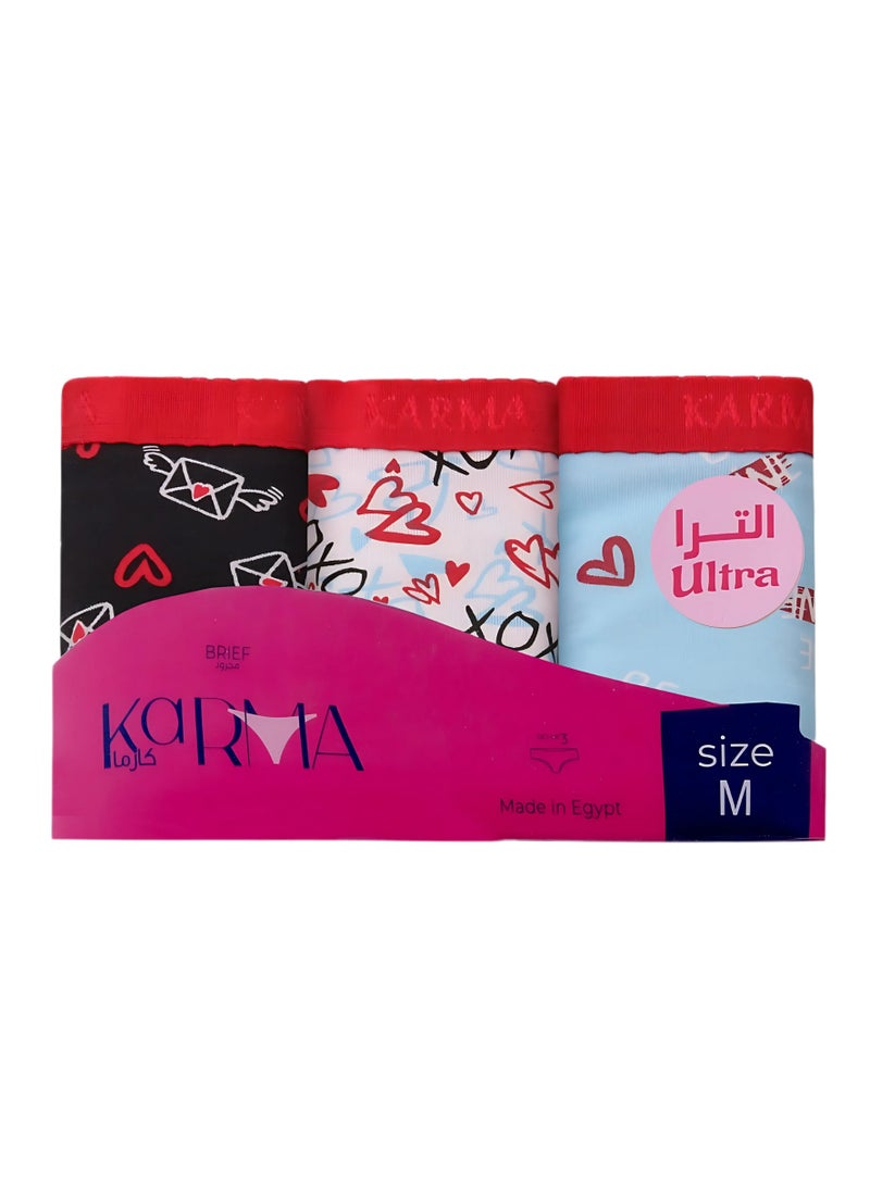 Karma Pack of 3 Padded Cotton Brief Panties Underwear for Women  - Image 3