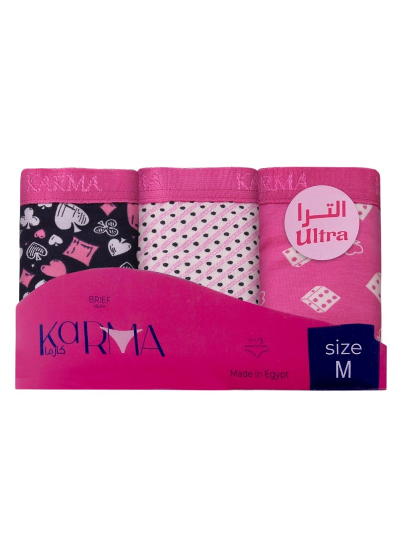 Karma Pack of 3 Padded Cotton Brief Panties Underwear for Women  - Image 4