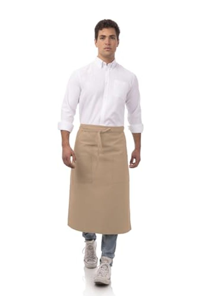 Chef Works Unisex Two Pocket Bistro Apron, Khaki, One Size