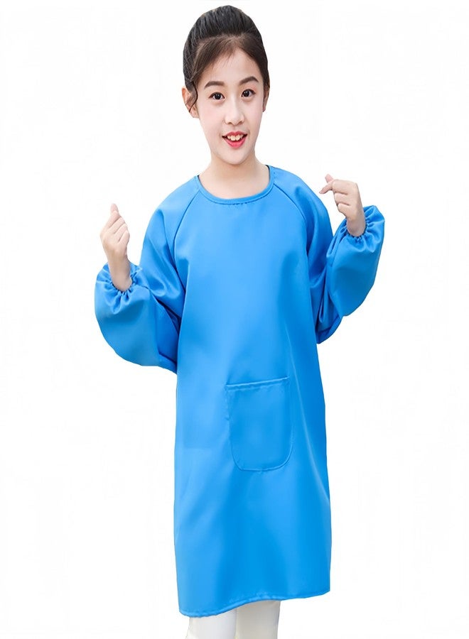 Lauthen.S Kids Art Smock, Toddler Painting Apron Long Sleeves with Pocket for Crafting Painting 2-12 Years(Blue,M) - Image 2