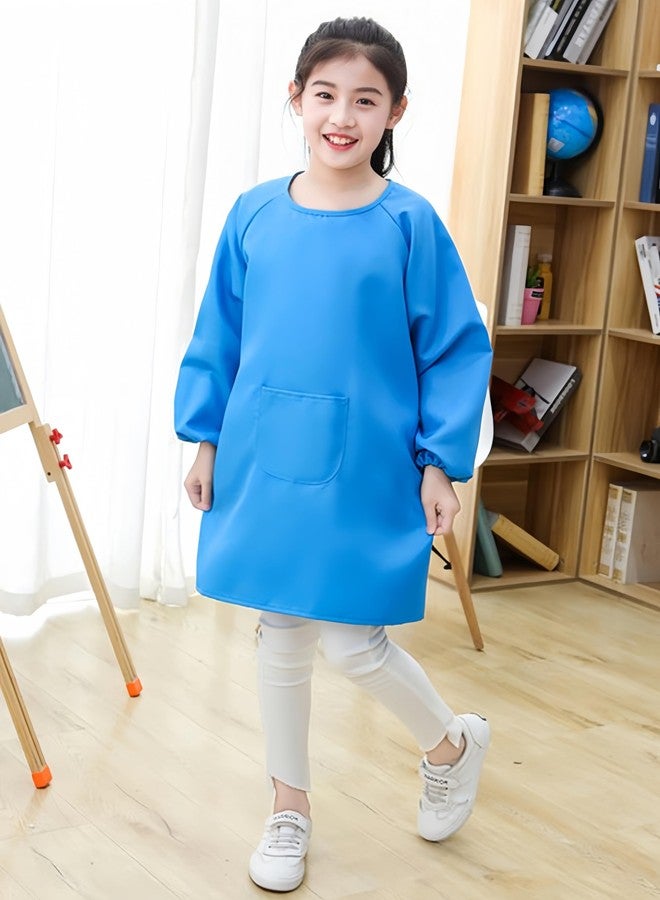 Lauthen.S Kids Art Smock, Toddler Painting Apron Long Sleeves with Pocket for Crafting Painting 2-12 Years(Blue,M) - Image 3