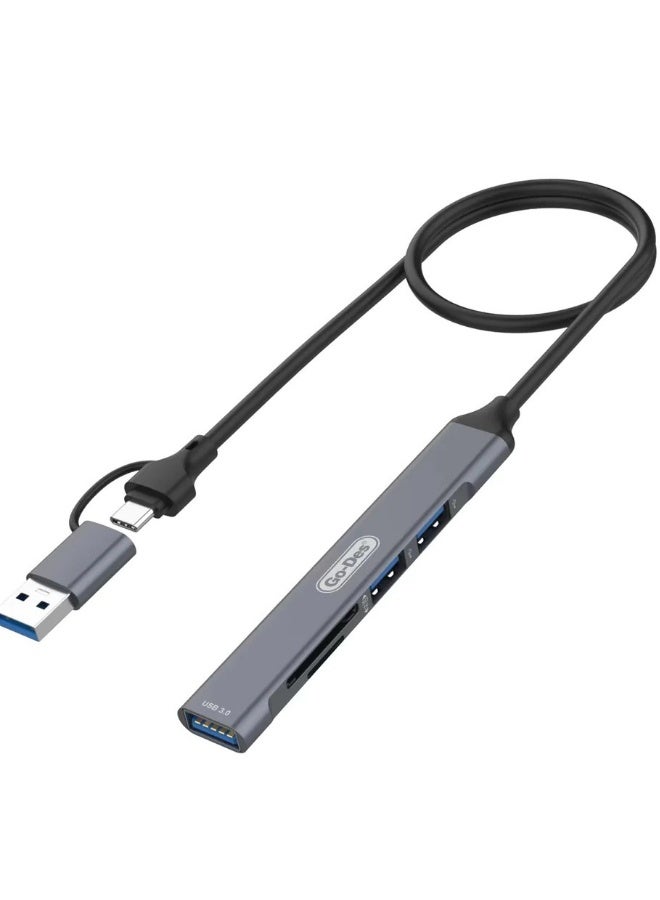 GO-DES Universal High Speed ​​5-in-2 5 Ports USB Type C Hub Adapter Cable Docking Station For PC Laptop - Image 1