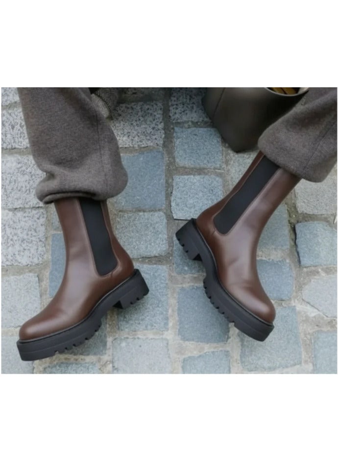 كاتي بوت بني سهل الارتداء مصنوع يدويًا للنساء - Image 1