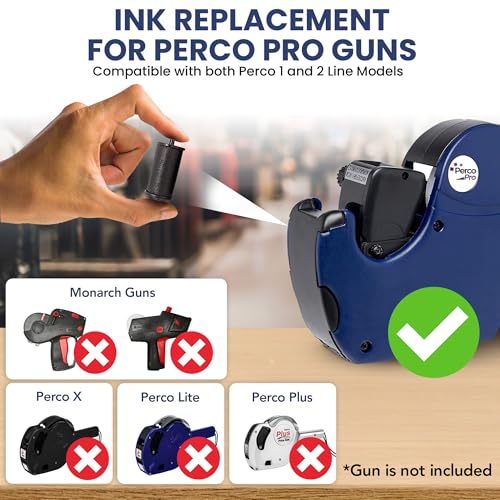 Perco Ink Roll for Perco Pro (1 and 2 Line) Price and Date Guns - Pack of 4 Replacement Inkers - Easy to Load, Premium, Clear & Bold Prints - Made in USA - Image 2