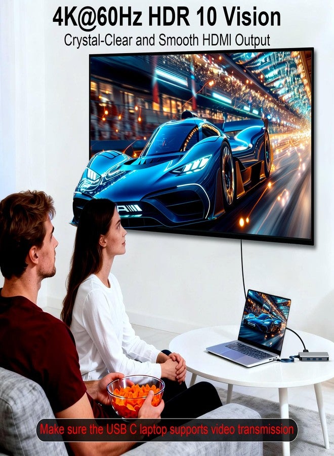 Reborn USB-C Docking Station Dual Monitor Adapter, Laptop Docking Station 3 Monitors Triple Display USBC Hub Dongle to 4K60Hz HDMI+DP,3 USB3.0,100W PD,USB C Data,8-in-1 Dock for Dell,HP,Lenovo,Surface - Image 3