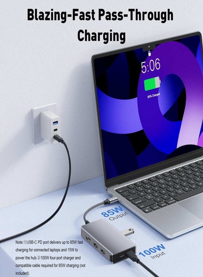 Reborn USB-C Docking Station Dual Monitor Adapter, Laptop Docking Station 3 Monitors Triple Display USBC Hub Dongle to 4K60Hz HDMI+DP,3 USB3.0,100W PD,USB C Data,8-in-1 Dock for Dell,HP,Lenovo,Surface - Image 5