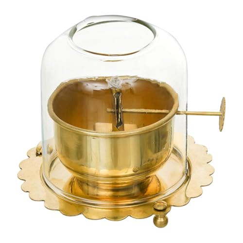 Webelkart Premium Brass Lanterns for Home Decor Akhand Diya with Lifting Screw for Puja Decor|Oil Puja Lamp for Aarti Temple Pooja Article (4.53 Inches) - Image 5