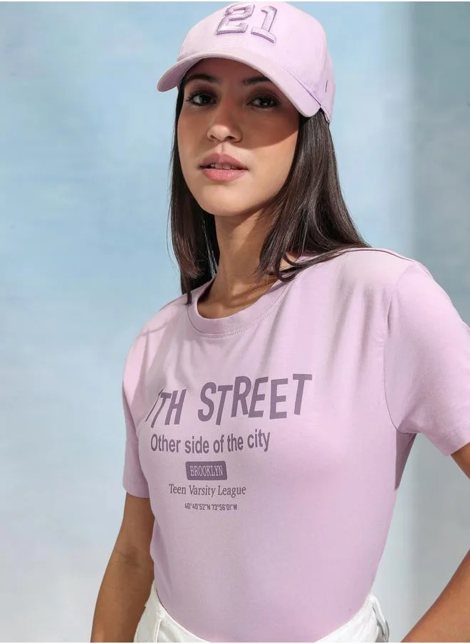 طوكيو توكيز Slogan Print Round Neck Slim Fit T-Shirt