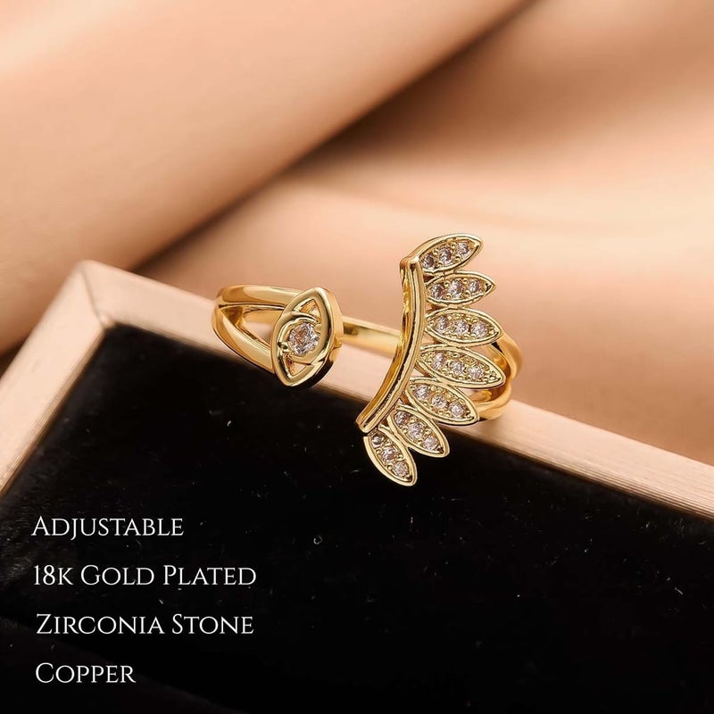 MONOZO 18k Gold plated Ring for Women | Cubic Zirconia Copper Adjustable Finger Ring for Girls | Western Ring | Girl Fashion Jewellery - Image 3