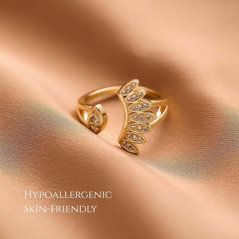 MONOZO 18k Gold plated Ring for Women | Cubic Zirconia Copper Adjustable Finger Ring for Girls | Western Ring | Girl Fashion Jewellery - Image 2
