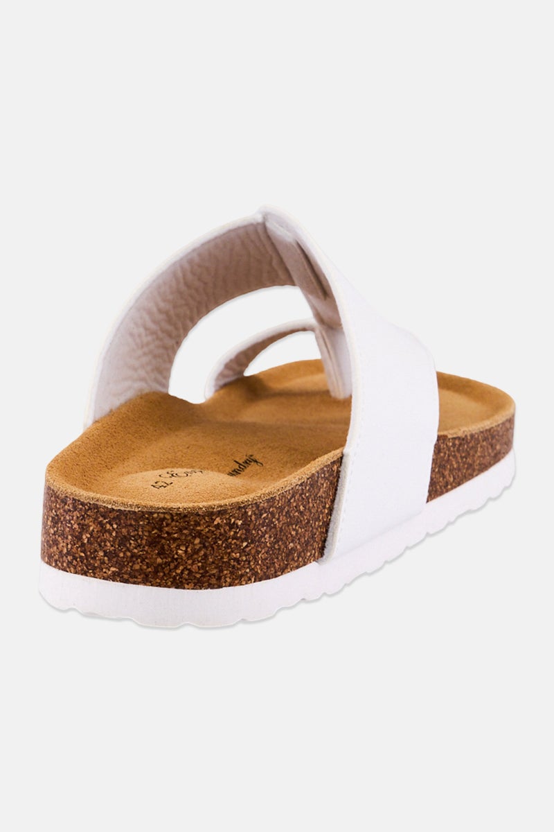 English Laundry Men Leather Slip On Cork Sandals, White - Image 3