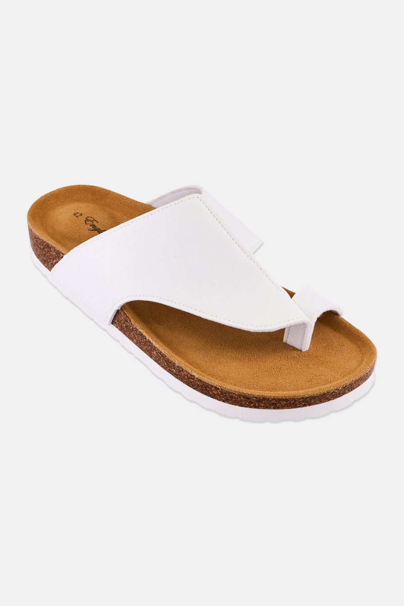 English Laundry Men Leather Slip On Cork Sandals, White - Image 1