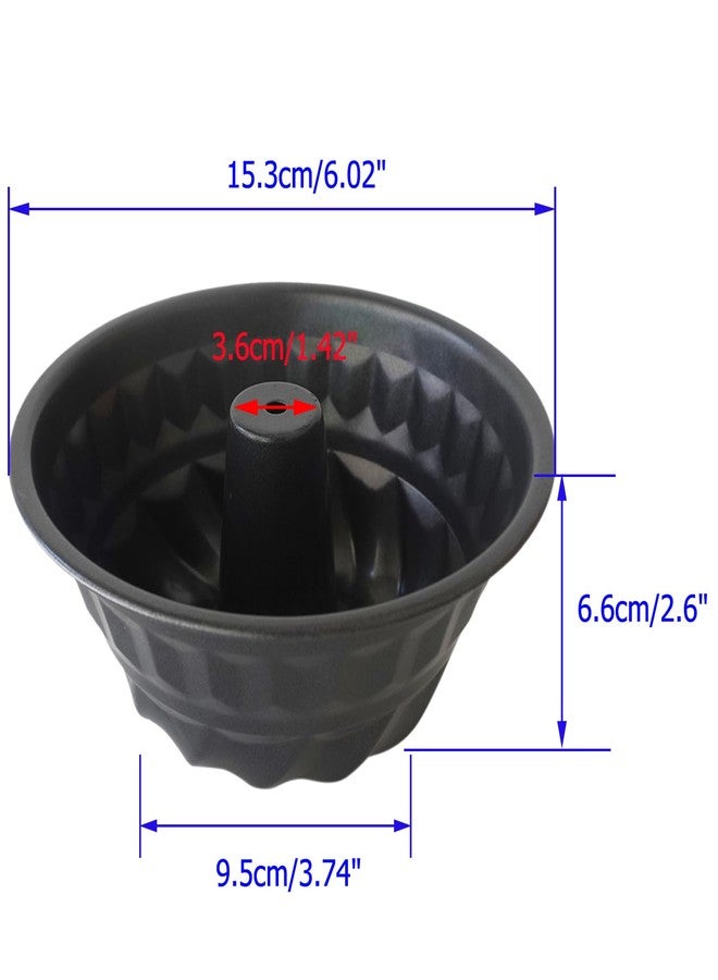 Proshopping Small Fluted Tube Cake Pan 6 Inch, Medium Size Kugelhopf Round Tube Tin, Carbon Steel Metal Oven Baking Mold for Baking Pound, Crumb Cakes -2 Pieces - Image 2