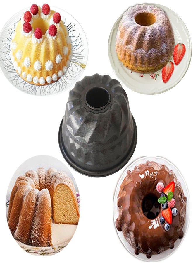 Proshopping Small Fluted Tube Cake Pan 6 Inch, Medium Size Kugelhopf Round Tube Tin, Carbon Steel Metal Oven Baking Mold for Baking Pound, Crumb Cakes -2 Pieces - Image 3