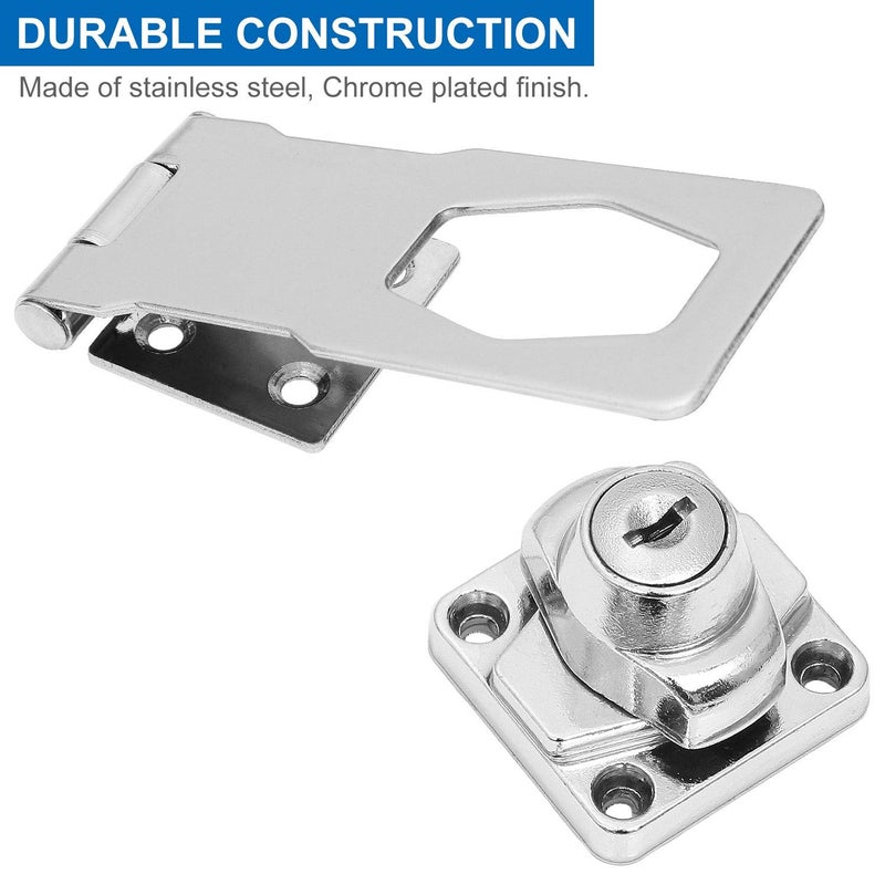 APACALI Keyed Hasp Locks with Screws 4 Inch Safety Hasp with Lock, Metal Twist Knob Keyed Locking Hasp (Silver-4PCS) - Image 5