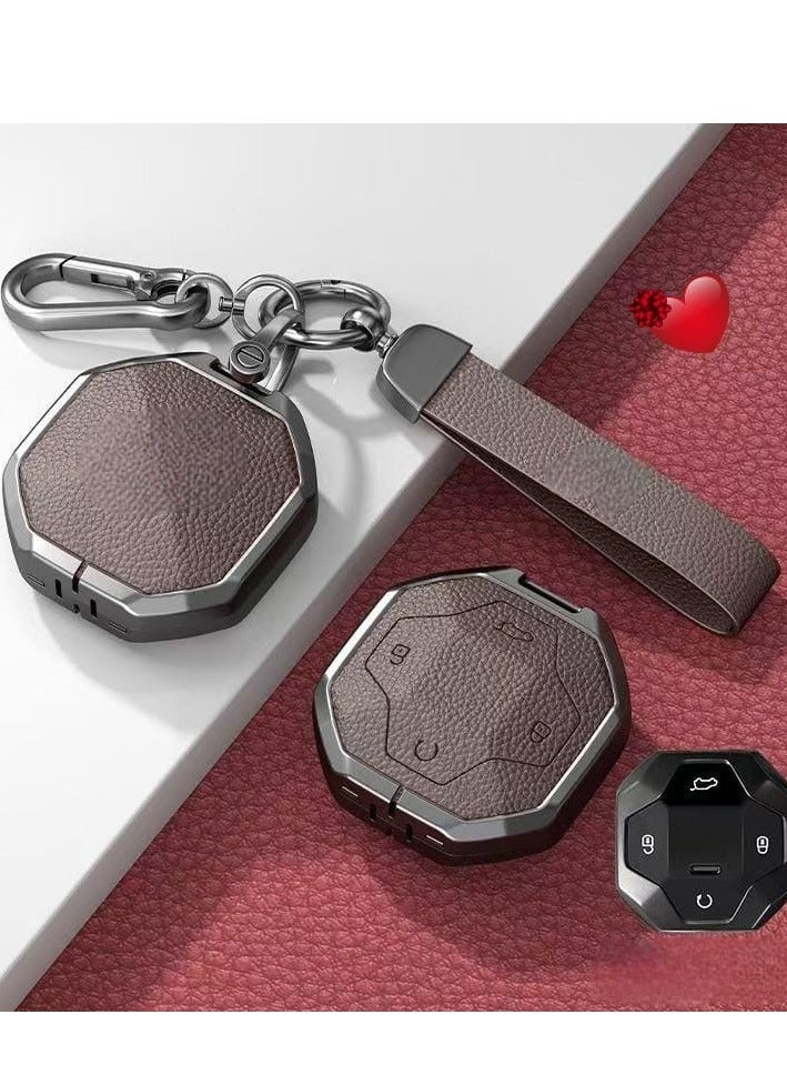 Zinc Alloy Leather Car Key Case Cover for Jetour Traveller - Image 2