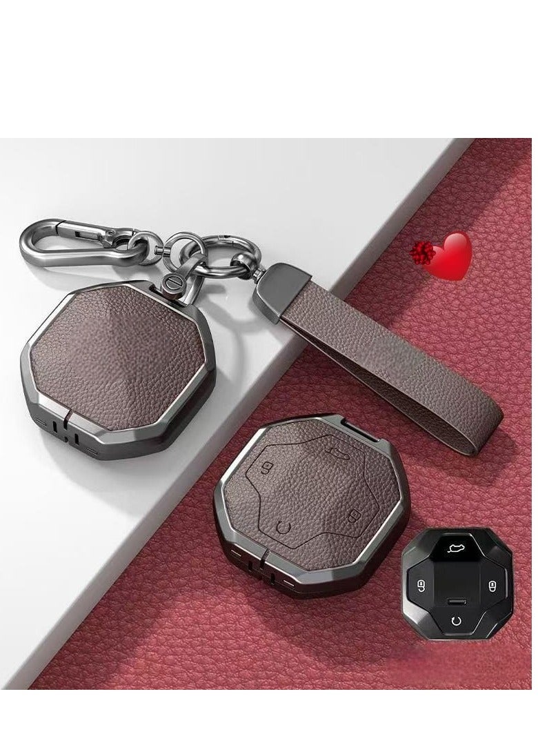 Zinc Alloy Leather Car Key Case Cover for Jetour Traveller - Image 3