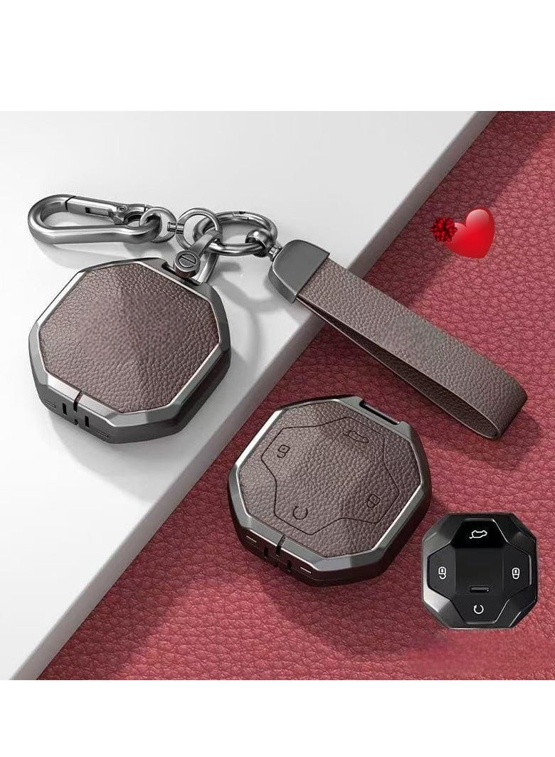 Zinc Alloy Leather Car Key Case Cover for Jetour Traveller - Image 1