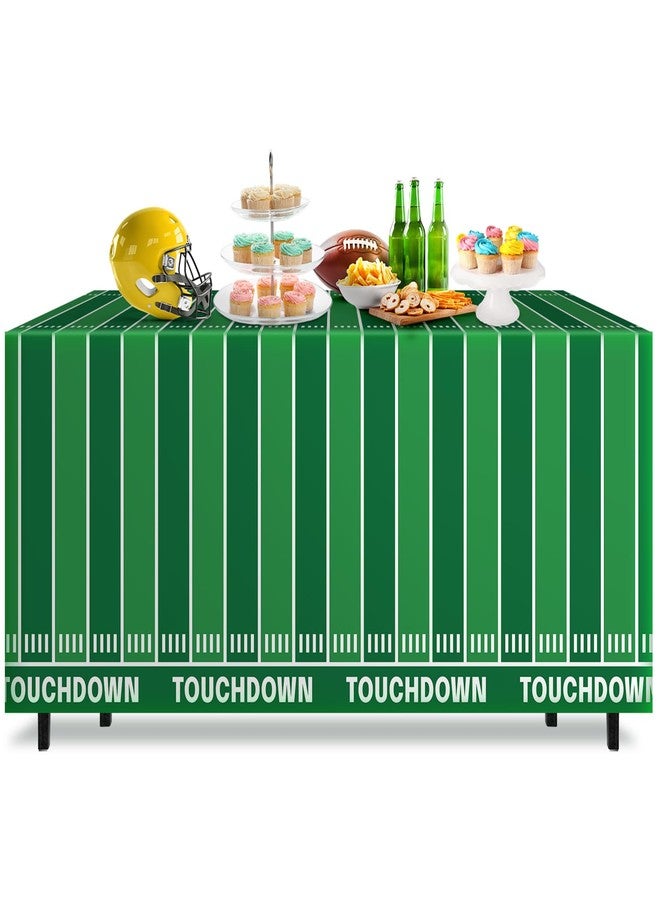 Breling 6 ft Football Party Decorations Touchdown Tablecloth 70 x 30 Inch for Rectangle Table Fitted Football Field Washable Fabric Polyester Table Cover for Birthday Sports Party Games Decoration - Image 1