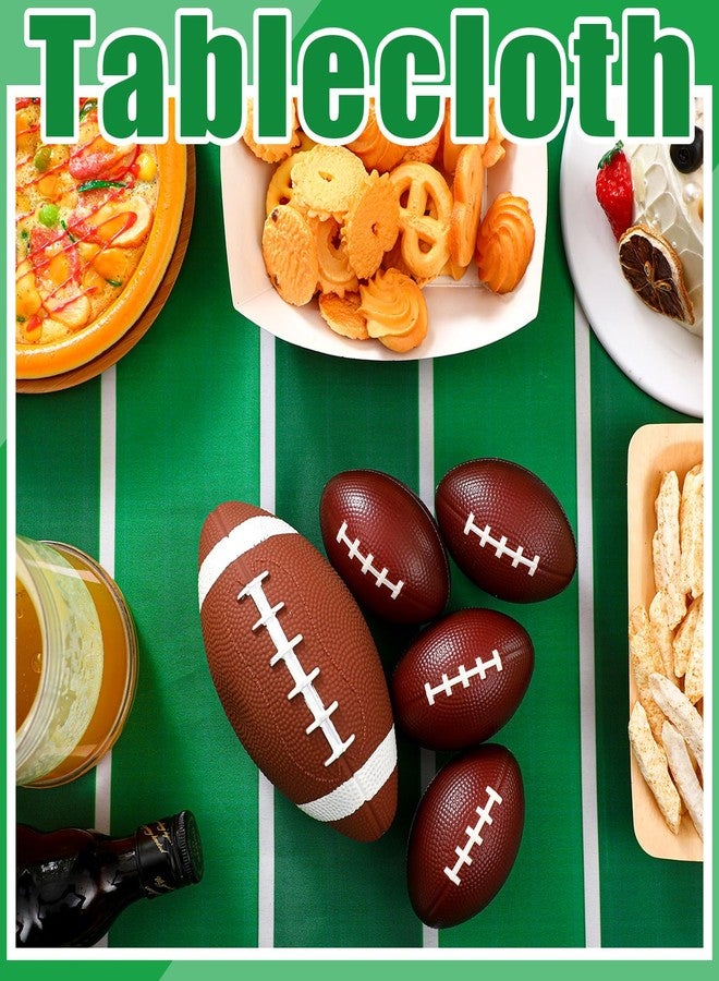 Breling 6 ft Football Party Decorations Touchdown Tablecloth 70 x 30 Inch for Rectangle Table Fitted Football Field Washable Fabric Polyester Table Cover for Birthday Sports Party Games Decoration - Image 2