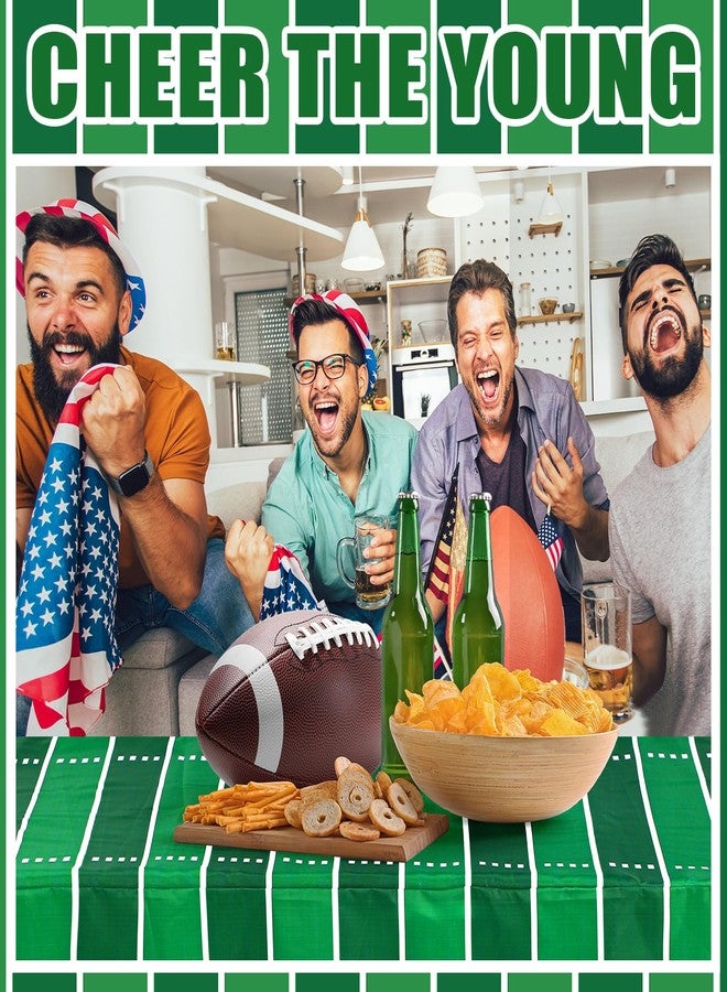 Breling 6 ft Football Party Decorations Touchdown Tablecloth 70 x 30 Inch for Rectangle Table Fitted Football Field Washable Fabric Polyester Table Cover for Birthday Sports Party Games Decoration - Image 4