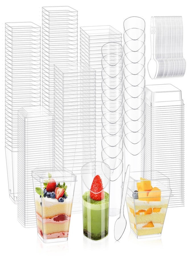 tchrules 400 Packs Dessert Cups with Lids, 5oz Mini Clear Plastic Dessert Cup Parfait Appetizer Cups for Serving Fruit Trifle Mousse Ice Cream and Pudding (300) - Image 1