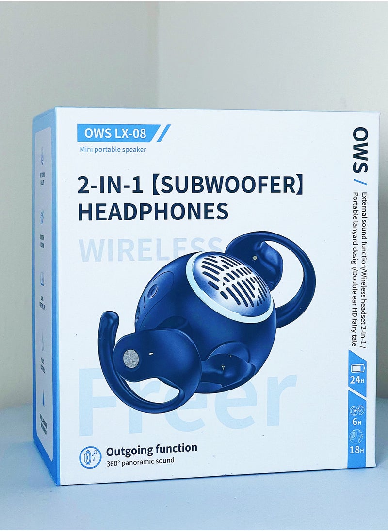 Generic - Open Ear TWS Headphones with Ear hook, Portable Mini Speaker 3D Ball Charging Case Clear Stereo Sound Built-in Mic,Wireless Headset Earbuds Workout Sports Fitness Bluetooth Earphones (Lavender Purple) - Image 1