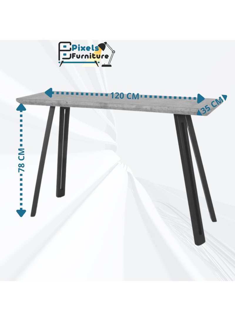 PixelsFurniture Pixels Furniture Console Table, Entryway with Wood Top and Metal Ends, Versatile, Grey Color - Image 5