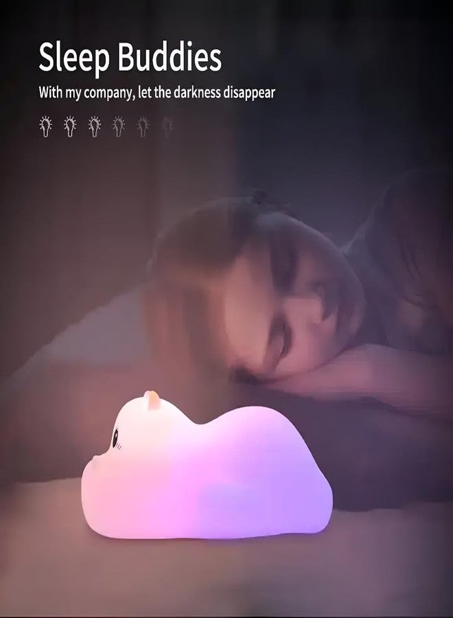 SAPRA LED Hippo Night Light for Kids – Soft Silicone Tap Control Lamp with 7 Color Changing Modes – USB Rechargeable Nursery Bedside Light for Baby, Toddler, Bedroom, and Gift (Hippo) - Image 5
