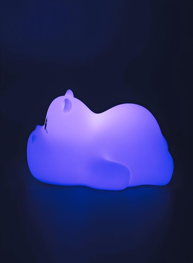 SAPRA LED Hippo Night Light for Kids – Soft Silicone Tap Control Lamp with 7 Color Changing Modes – USB Rechargeable Nursery Bedside Light for Baby, Toddler, Bedroom, and Gift (Hippo) - Image 1