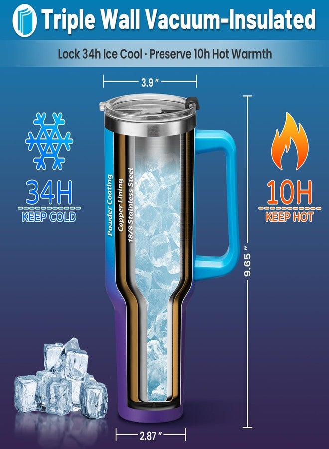 ICIOI Insulated Tumbler with Straw and Spout Lid - 40 oz Water Bottle w/Handle, Dustproof Cover, Protective Boot, Leak-proof Stainless Steel Hydro Travel Cup Fit Car Cupholder, Coffee Mug - Image 2