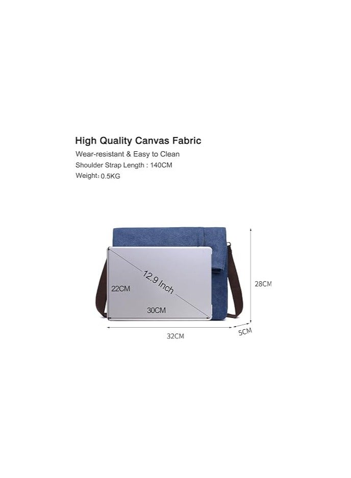 FANDARE Canvas Shoulder Bags Retro Handbag Business Satchel Crossbody Messenger Bag for 12.9 Inch Laptop Men Women Travel Commuter Work Briefcase - Image 3