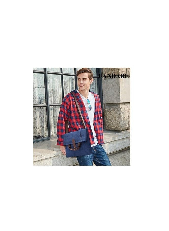 FANDARE Canvas Shoulder Bags Retro Handbag Business Satchel Crossbody Messenger Bag for 12.9 Inch Laptop Men Women Travel Commuter Work Briefcase - Image 2