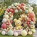 Blocesa Dusty Pink Yellow Green Balloons Arch Kit Double Stuffed Pastel Light Yellow Sage Green Peach Balloon Garland Ivory White Sand Color for Bear Wildflower Birthday Wedding Party Decorations - Image 3