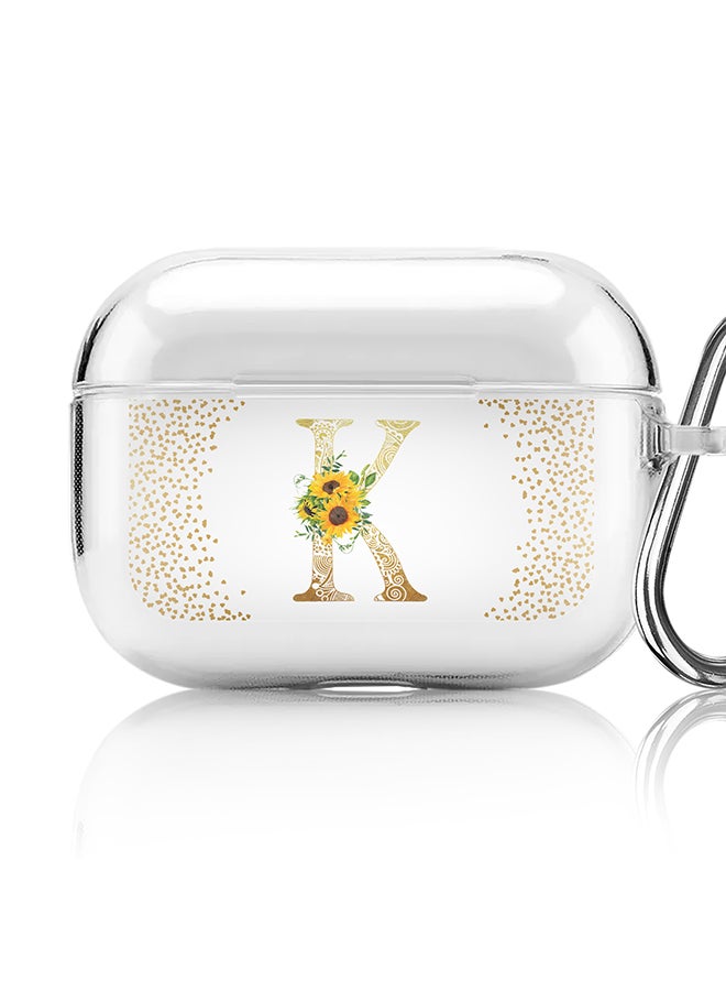 Stylizedd Classic Clear printed Case for Apple Airpods Pro Soft TPU Gel Thin Transparent Flexible Cover - Custom Monogram Initial Letter Mandala Floral Pattern Alphabet - K (Clear ) - Image 1