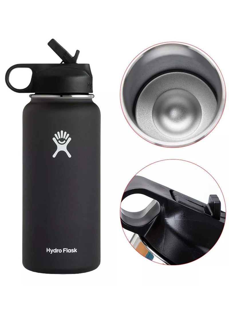 Hydro Flask 32oz Vacuum Insulated Water Bottle with Straw Lid, Keeps Drinks Cold or Hot for Workouts, Travel and Everyday Use, Black  - Image 3