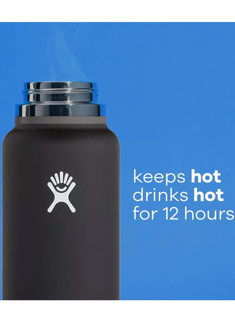 Hydro Flask 32oz Vacuum Insulated Water Bottle with Straw Lid, Keeps Drinks Cold or Hot for Workouts, Travel and Everyday Use, Black  - Image 5