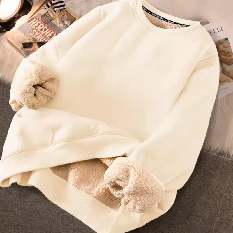 Winter New Lamb Fleece Crewneck Sweater Men'S Thickened Casual Long-Sleeved Pullover Cold-Resistant Warm Base Shirt - Image 3