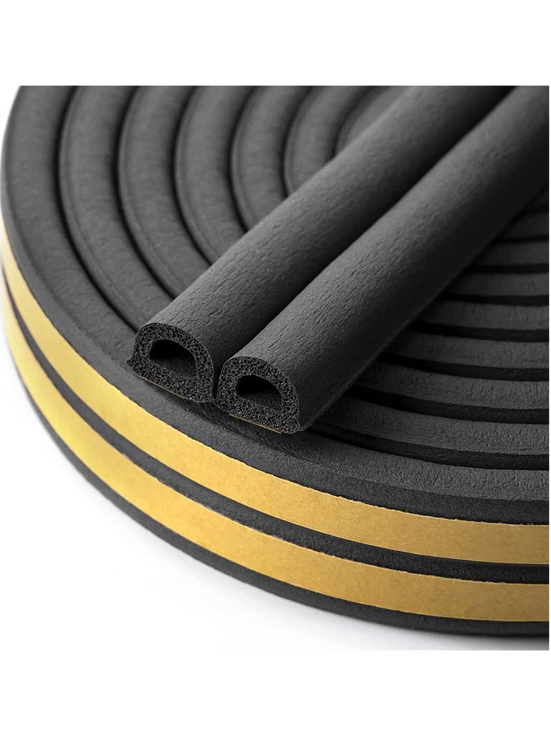 MJZ - 5m Self-Adhesive Door Bottom Seal Strip, Doors and Windows Draught Excluder Stopper Foamed Weather Seal Stripping Under Door Soundproof Collision Avoidance Foam Tape (D Type, Black) - Image 1