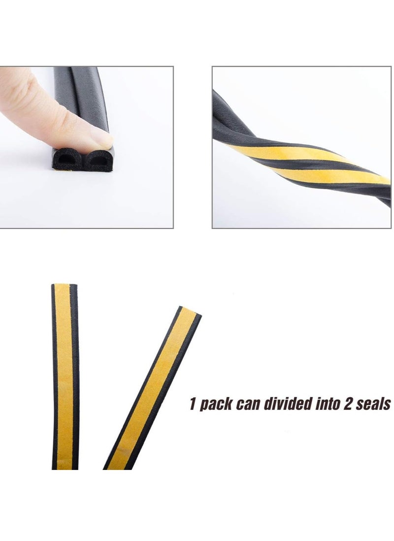 MJZ - 5m Self-Adhesive Door Bottom Seal Strip, Doors and Windows Draught Excluder Stopper Foamed Weather Seal Stripping Under Door Soundproof Collision Avoidance Foam Tape (D Type, Black) - Image 1