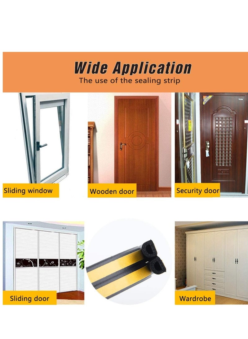 MJZ - 5m Self-Adhesive Door Bottom Seal Strip, Doors and Windows Draught Excluder Stopper Foamed Weather Seal Stripping Under Door Soundproof Collision Avoidance Foam Tape (D Type, Black) - Image 1